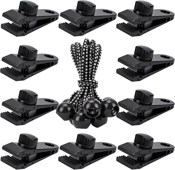 Axlksia Tarp Clips Heavy Duty Lock Grip, 20 Pack Tarp Clamps, Shade Cloth Clips Fasteners, Pool Awning Cover Bungee Cords Clips, Car Cover Clamp