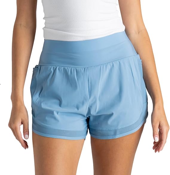 FITKICKS Womens Airlight Track Shorts with Liner, Mid-Rise