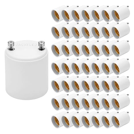 JACKYLED GU24 to E26 E27 Adapter 50-Pack Heat Resistant Up to 392F