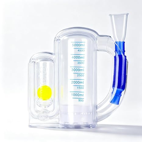 Breathing Trainer Lung Exerciser Device, 5000ML Incentive Spirometer with Ball Flow Indicator & Scale, Deep Breathing Exercise for Adult Respiratory Health & Lung Recovery