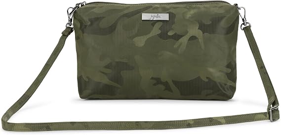 JuJuBe | Be Quick Shoulder Bag/Wristlet Purse Organizer for Travel or Diaper Bag | Camo Green, Mother's Day Gift