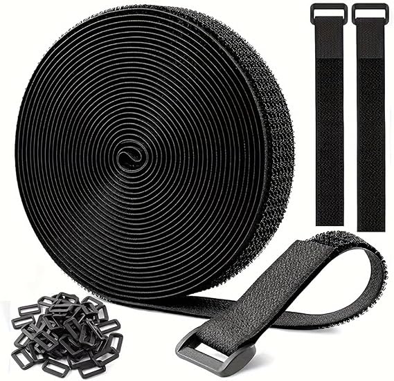 Adjustable Cable Straps with 25 Buckles,16 Ft Fastening Hook and Loop Securing Straps Cable Ties Reusable Self Adhesive Straps for Cable Tidy,Wire Management