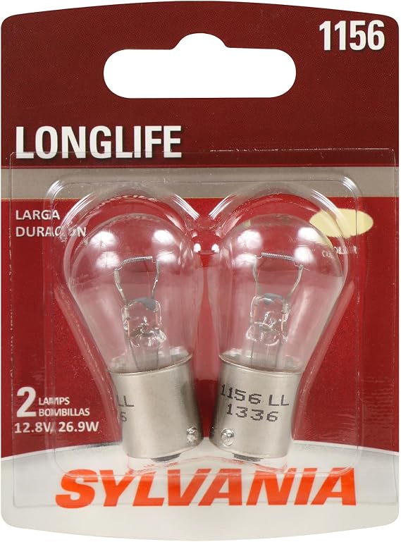 SYLVANIA - 1156 Long Life Miniature - Bulb, Ideal Option for Stop and Tail Lights (Contains 2 Bulbs)