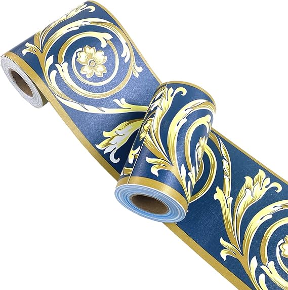 TOOLDECO Floral Self Adhesive Wallpaper Border Peel Stick Kitchen Counter Top Tiles Sticker Decal Easy to Apply for Bathroom Kitchen Wall Ceiling,4.2inch by 32.8ft