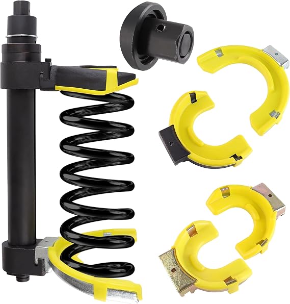 Heavy Duty Macpherson Strut Spring Compressor Tool, Impact Wrench Rated Coil Spring Extractor Kit with Overload Protection Safety Guard, 3 Pairs Yokes for Car, SUV, Truck UTV Suspension Repair
