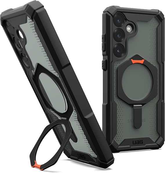 URBAN ARMOR GEAR UAG for Samsung Galaxy S25 Plus Case 6.7" with Kickstand Plasma XTE - Compatible with Magnetic Charging Transparent Rugged Military Drop Tested Protective Cover, Black/Orange