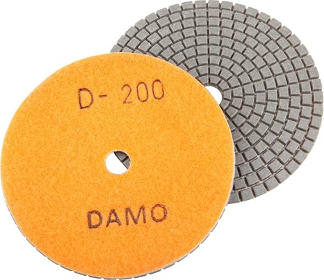 DAMO Diamond Polishing Pad 5 inch Dry Grit 200 for Marble Granite Concrete Countertop Floor Polish