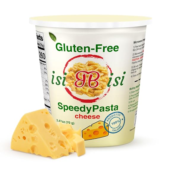 isiBisi Gluten-Free SpeedyPasta Cheese Pasta Cups - Microwavable-Ready Baby Rigatoni Noodles, Non-GMO, 100% Made in Italy