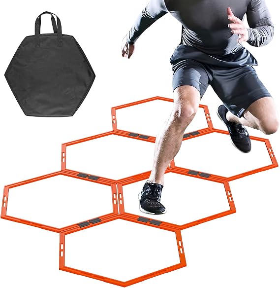 6 PCS Hex Agility Rings, Speed Rings for Agility Footwork Training