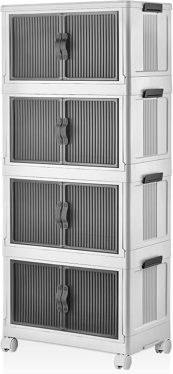 Home Foldable Modular Cabinet 4 Lü 54 Cm X 31.7 Cm X 127 Cm, White