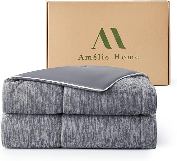 Cooling Comforter Blanket for Hot Sleepers, Queen, Heather Charcoal Grey