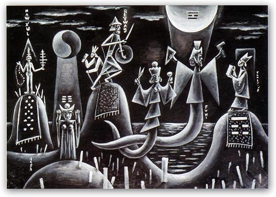 NHLDZYH Famous Paintings Wall Art - Surrealism Style Canvas Print Poster - Abstract Art Picture for Living Room Bedroom Home Decor - (Desarrollo de Yi Ching) 80x112cm-31.4x44.1in Inner Frame