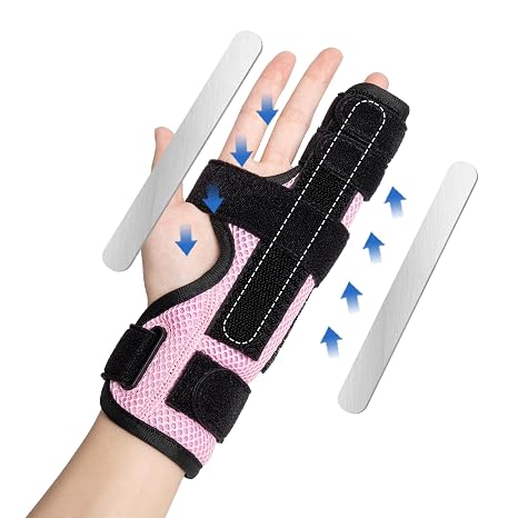 Finger Splint Small Finger Splint Small Finger Right and Left Metal Splint Finger Capsule Tear Finger Bandage for Tendonitis Sprains Arthritis Pink S