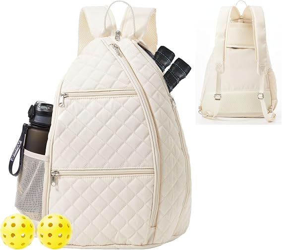 Pickleball Çantası, Pickelball Sling Sırt Çantası Crossbody Kapitone Çantalar Erkekler Kadınlar için, Pickleball Paddle Tenis Badminton Raketleri Tutar