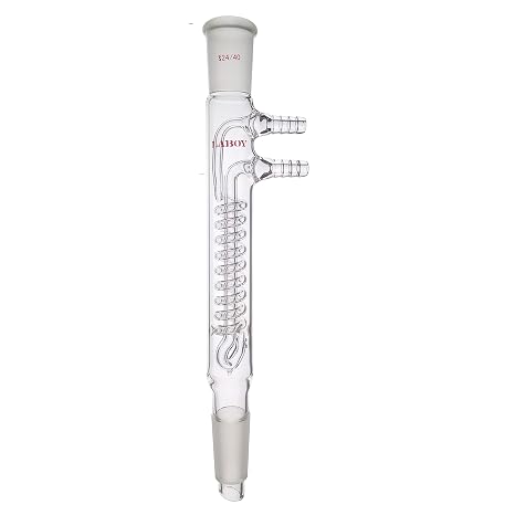 Laboy Dimroth Reflux Condenser, 24/40 Joints, 125mm Coil, Glass Hose Ports
