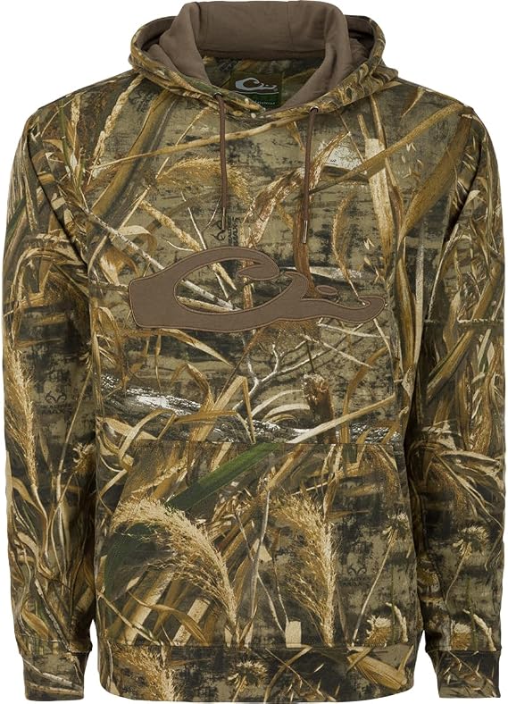 Drake Waterfowl Men's Soft Moisture-Wicking Hunting Hoodie w/Drawstring Hood & Kangaroo Pouch, Embroidered Logo, Max-5 Camo