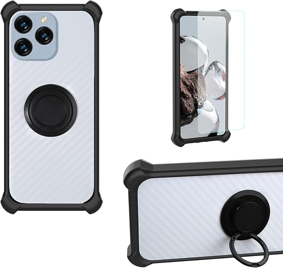 bojioderf Case Compatible for Kxd Classic A07 Phone Case Cover PC backplane + Silicone Soft Frame Cover [360 Metal Ring, Magnetic Car Mount] CSKB-HEI