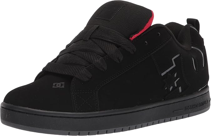 DC Men's Court Graffik Casual Skate Shoes, Black/RED, 10