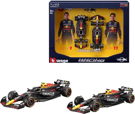 Bburago Formula 1 Red Bull RB20 Team Collector (2024): 1:43 Scale Model Car Set Window Box for Hanging 28 cm Black (18-38099)
