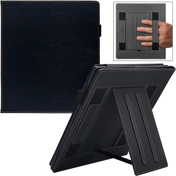 Double Stand Case for 10.2 Amazon Kindle Scribe 2022/2024 Release Cover with Auto Sleep/Wake/Double Hand Strap for Kindle Scribe e-Reader (Gentleman Black)