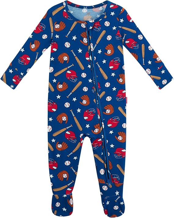 Bamboo Viscose Baby Boys Footie Pajama Long Sleeve One-piece Romper 2-Way Zipper Jumpsuit