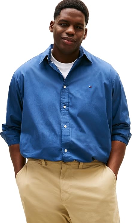 Tommy Hilfiger Men's Bt - Flex Poplin Solid Rf Shirt Mw0mw43026 L/S Shirt (Pack of 1)