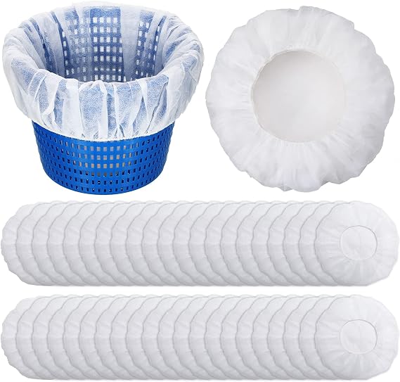 200 Pcs Pool Skimmer Socks Fine Mesh Pool Socks for Skimmer Basket Strainer Screen Liners Savers Clean Debris and Leaves for Inground and Above Ground