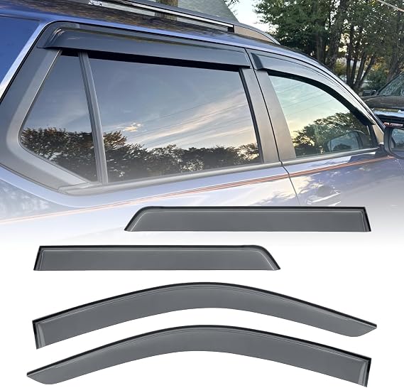 Tape-On Side Window Deflectors for Pilot 2023-2026, Rain Guards Window Visor Rain Guards Vent Guard Shade Deflectors Compatible with Honda Pilot Accessories All-Weather Protection