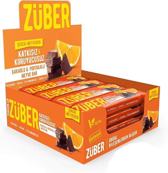 Züber Kakaolu ve Portakallı Meyve Bar 40g x 12 Adet