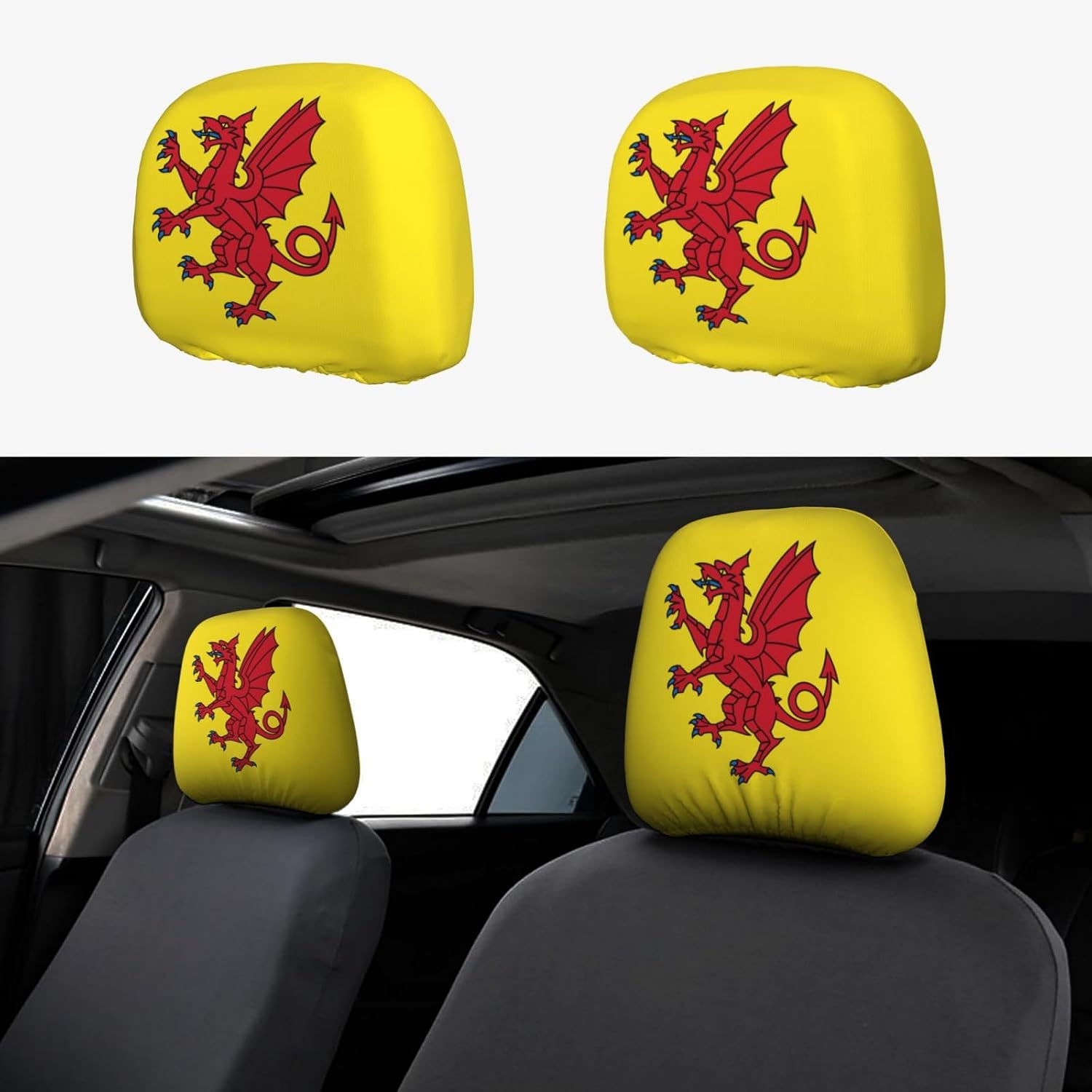Somerset County Flag Car Headrest Cover - Stylish Headrest Protectors for Most Vehicle Models - Easy to Install, Pink, Black, Blue