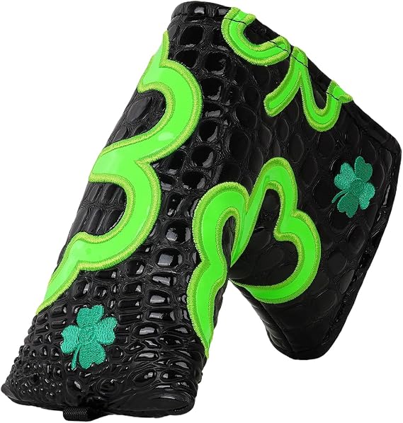 Green Lucky Clover Driver Wood Hybrid Headcover Blade Mallet Putter Cover