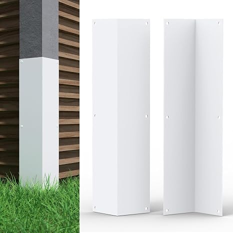 Aluminum Alloy Metal Siding Corner Guards, Siding Corner Protectors with 90 Angle, 3.4" x 3.4" x 15.8 Weed Whacking Protection for Outside Wall Vinyl Siding, Pack of 2