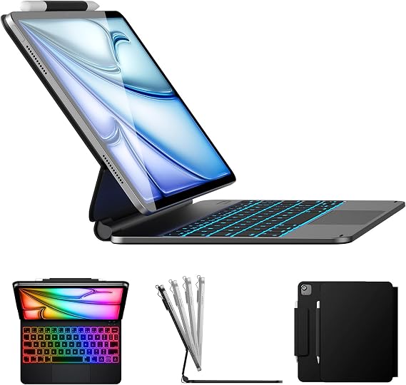 typecase Edge Magic-Style Keyboard Case for iPad Air 11/Pro 11 Gen 1-4 | Cantilever Stand, Click-Anywhere Trackpad, 11-Color Backlight; for Air 11 M4-M2/Air 5-4/Pro 11 Gen 1-4, Black
