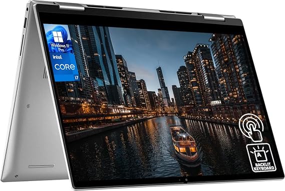 Dell Inspiron 7430 2 in 1 Laptop Computer, 14 FHD Touchscreen, Intel 10-Core i7-1355U, 16GB DDR5 RAM, 1TB SSD, Windows 11 Pro, Fingerprint Reader, Backlit Keyboard, Wi-Fi 6E, Webcam, Thunderbolt 4