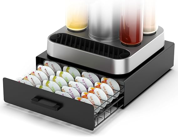 Storage Drawer for Bartesian Pods, 40 Pods Capactiy, Black | Cocktail Pod Holder for Bartesian Capsules, Compatible with Bartesian Cocktail Machine, Sturdy Metal Material
