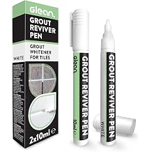 GLEAN Grout Reviver Pens | White | 2x10ml | Grout Whitener for Bathroom Tiles | Tile Grout Pen | Restore Discoloured & Faded Tile Joints | Easy To Use Grout Pen White