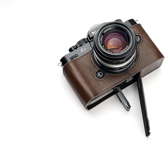 TP Original Handmade Genuine Leather Half Camera Case Bag Cover for Nikon Z f Nikon Zf Coffee Color
