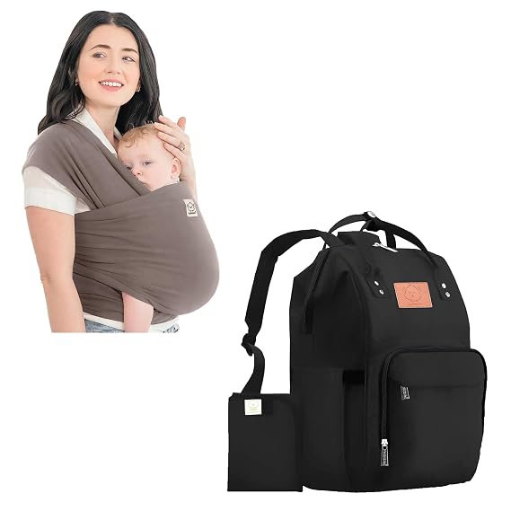 KeaBabies Baby Wrap Carrier and Diaper Bag Backpack - All in 1 Original Breathable Baby Sling, Lightweight,Hands Free Baby Carrier Sling - Waterproof Multi Function Baby Travel Bags, Baby Carrier Wrap