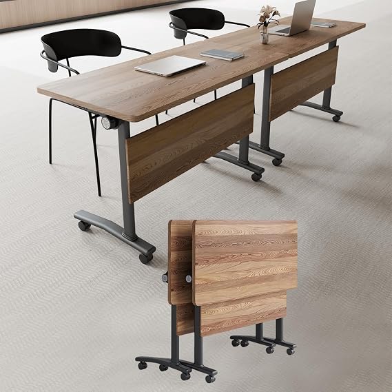 Conference Room Tables, Mobile Folding Wood Conference Table, Rectangle Conference Table with Silent Wheels Suitable 2-12 People for Conference Room, Office (2, 47.2in)