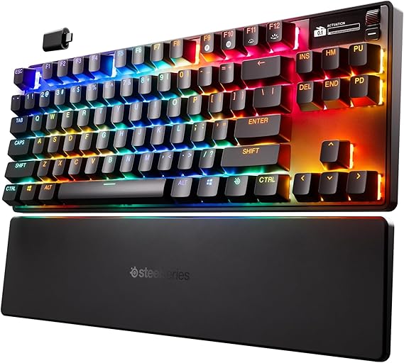 SteelSeries APEX PRO TKL Gen-3-Gaming Drahtlos Tastatur – OmniPoint 3.0 analoge magnetische Schalter Quickset-Auto-Presets (Schnellabzug Schnellantipp/SOCD Schutzmodus)OLEDRGB USB-C US QWERTY