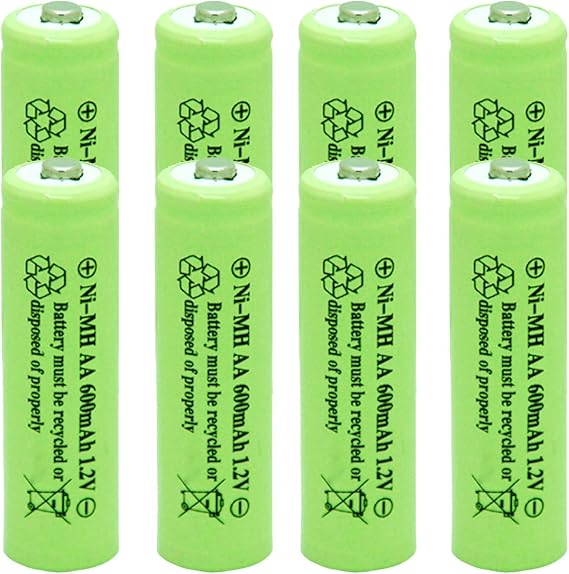Ni-Mh AA 600mAh 1.2V Rechargable Batteries Pre-Charged for Outdoor Solar Lights,Garden String Light, Pathway Lights (8Pack AA)