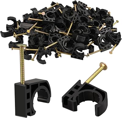 100 Pack 12 Half Clamps J-Hook with Nails Set, J Clamps for PEX, Copper, CPVC Tubing Connections