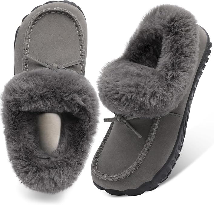 BARERUN Womens Moccasin Snow Boots Warm Winter Boots Ankle Boots for Women Outdoor Fur Lined Womens Shoes Slippers