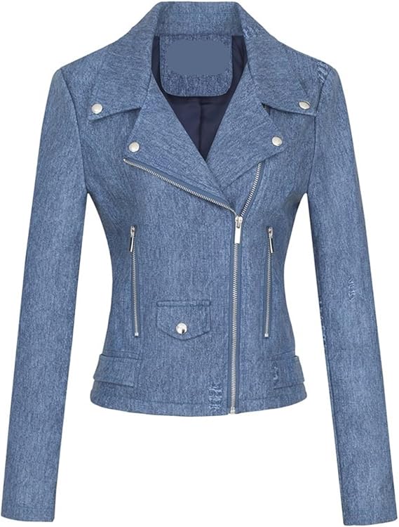 Women's Leather Jacket, Biker Jacket, Transitional Jacket, Leather Women's Jacket - Lapels with Buckle
