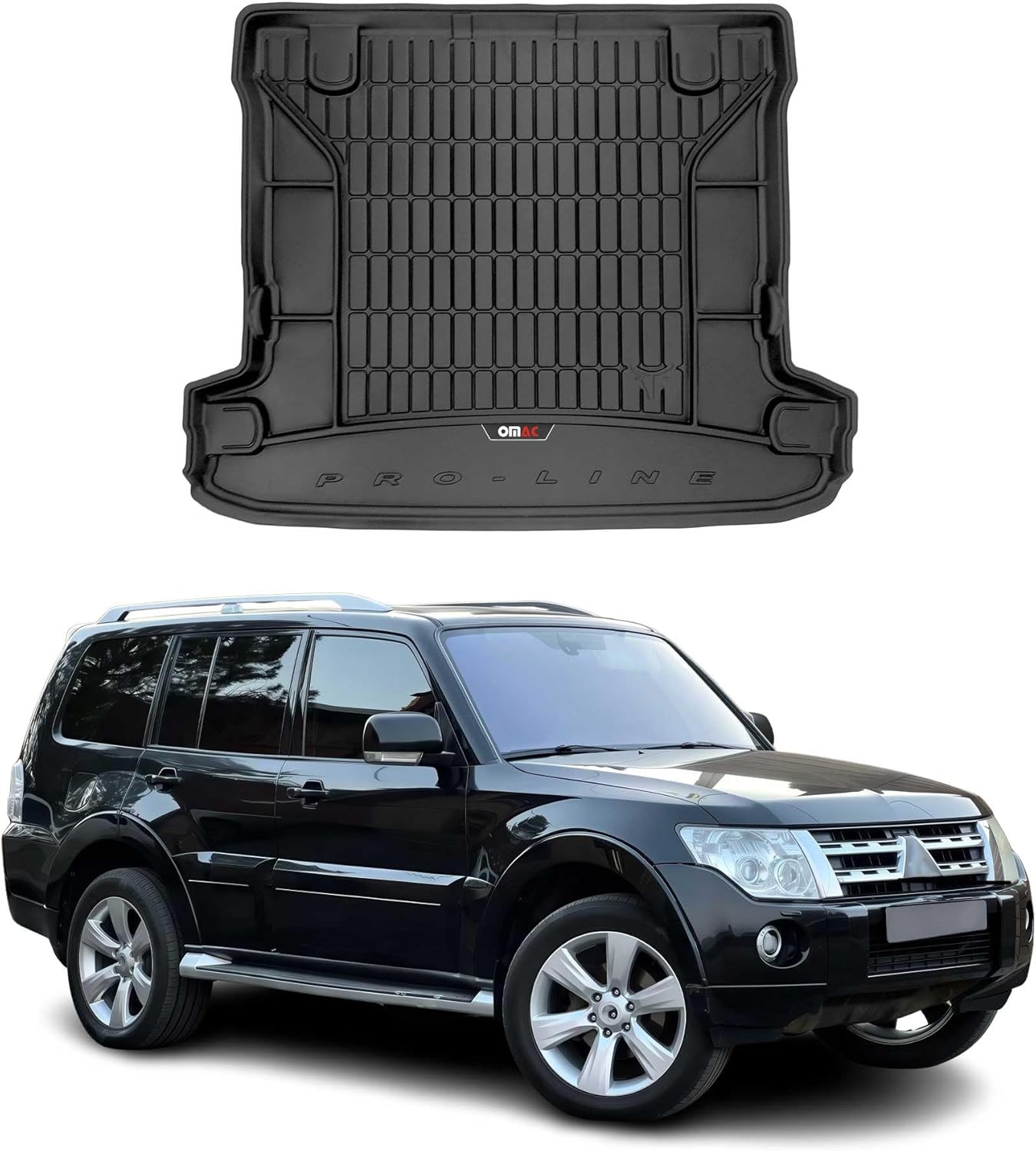 OMAC Premium Cargo Mats Liner for Mitsubishi Pajero 2007-2021 Rubber TPE Black