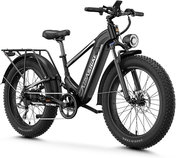 M2 Pro Electric Bike for Adults, 1800W Peak Motor Ebikes, 48V 17.5Ah Removable Battery, 26" x 4" Fat Tire Electric Bicycle, Electric Mountain Bike Up to 85 Miles Range, Dual Suspension, 7 Speed