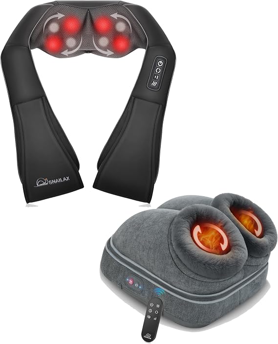 Snailax Shiatsu Foot Massager with Heat Shiatsu Neck and Shoulder Massager