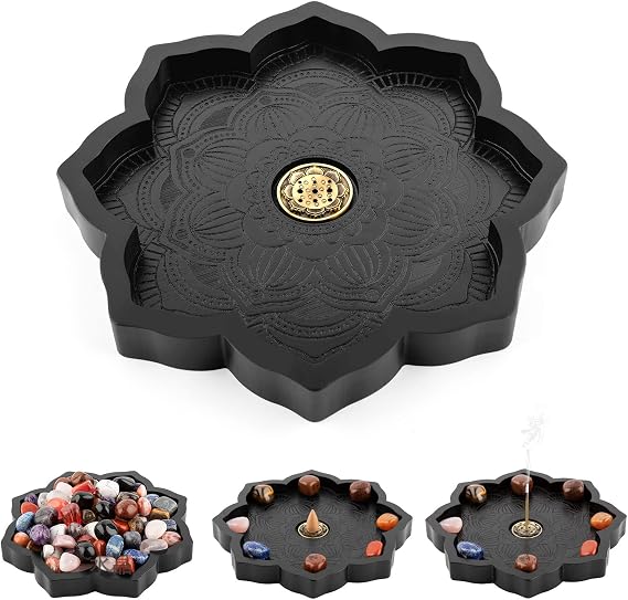 Lotus Crystal Tray, Multi-Purpose Incense Burner Holder for Sticks & Cones
