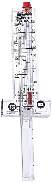 Blue-White Flowmeter for 3" PVC Pipe, Horizontal Installation
