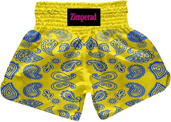 Muay Thai Shorts, Paisley Print Drawstring Kickboxing Shorts, Boxing Shorts, Men Women